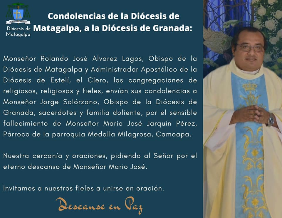 Clero de Matagalpa y Esteli envían muestras de condolencias por el fallecimiento del padre Mario Jarquín de la Diócesis de Granada